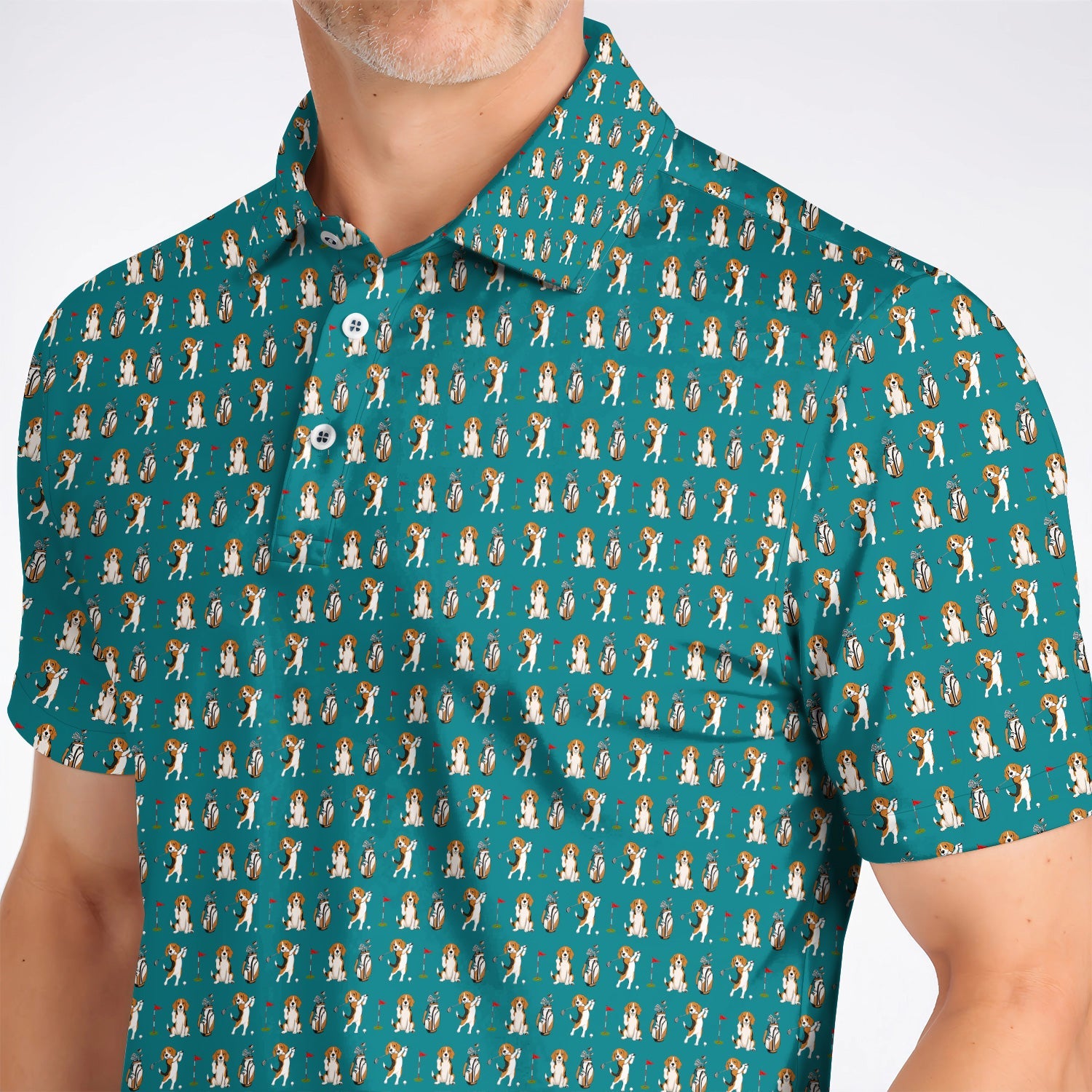 Beagle Golf Pattern Golf Polos, Hunting Dog Golf Shirt, Funny Golf Gift For Golfer