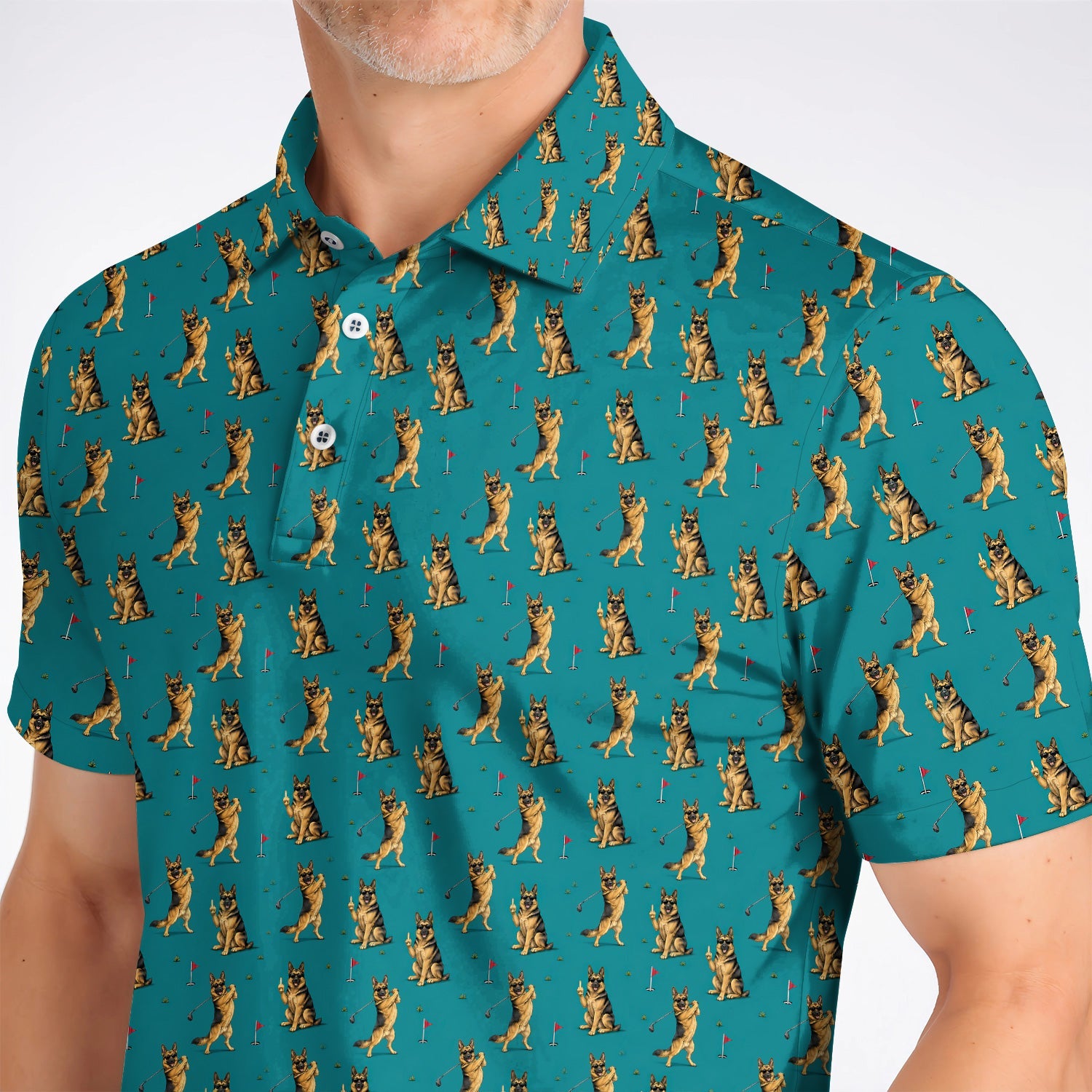 Funny German Shepherd Golf Shirt, Dog Lover Pattern Golf Polos, Golf Gift For Golfer
