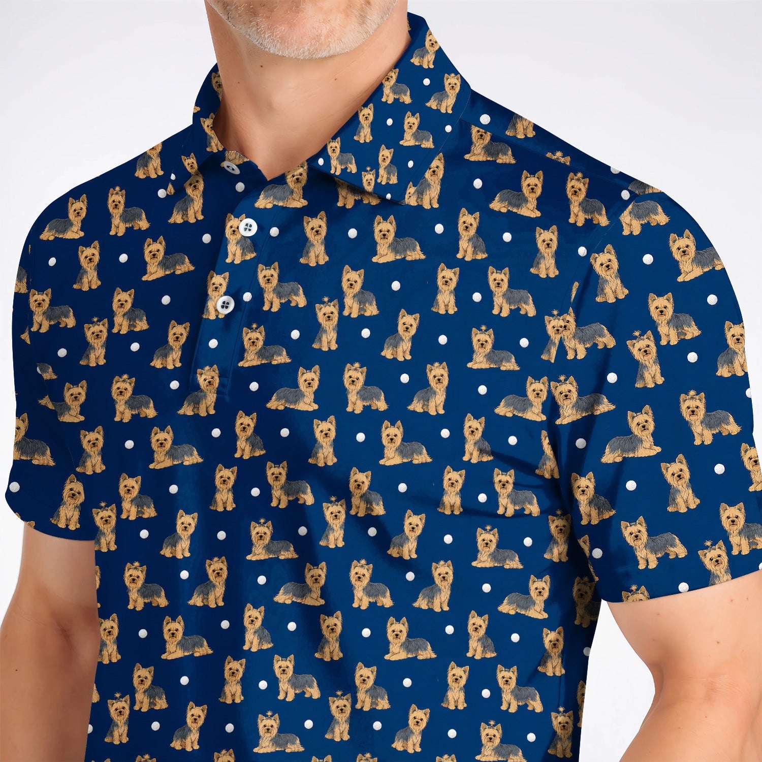 Yorkshire Terrier Golf Polos, Cute Yorkie Pattern Golf Shirt, Dog Lover Golf Gift
