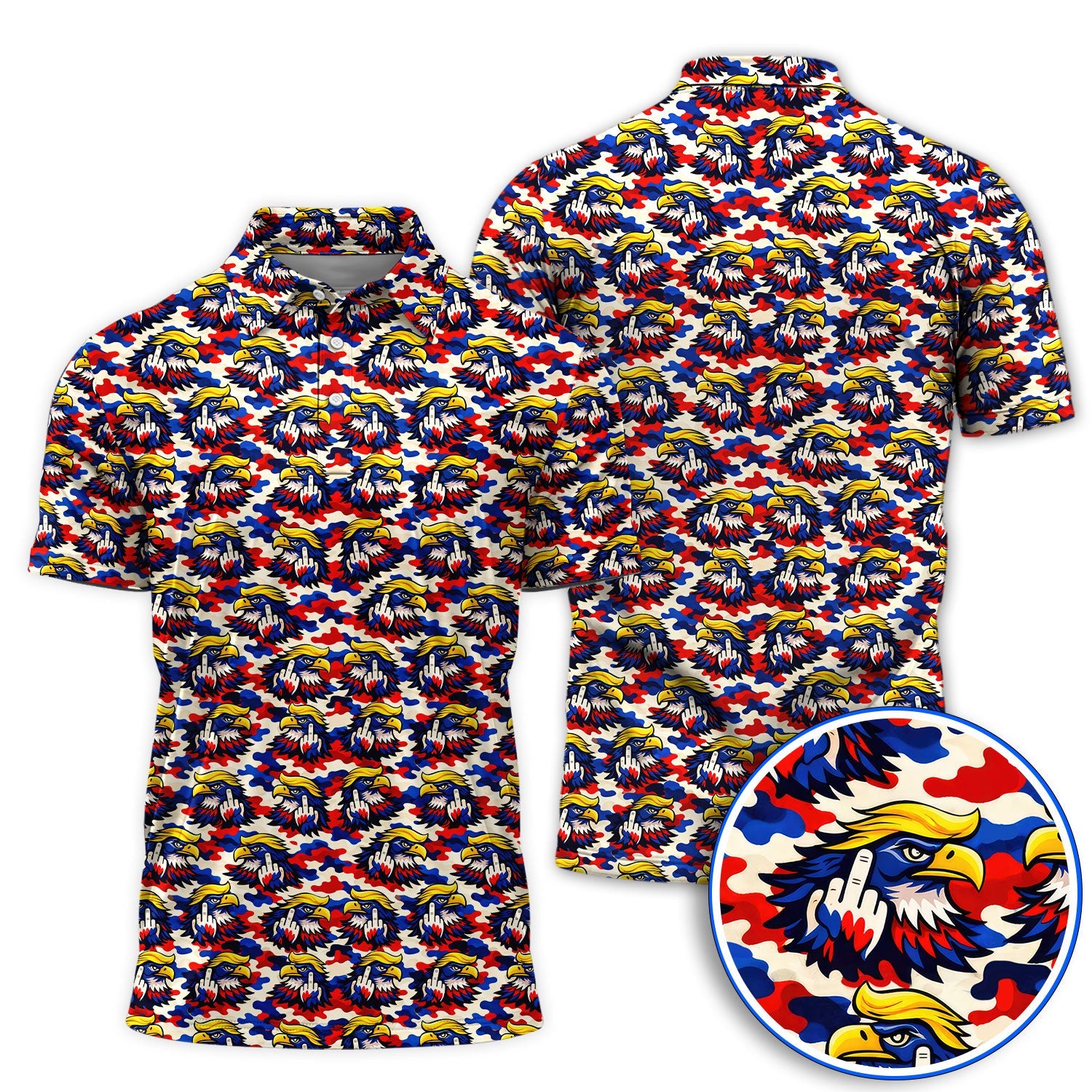 Funny American Eagle Pattern Golf Shirt, America 250th Patriotic Golf Polos, Golf Gift For Golfer