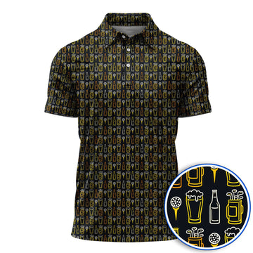 Funny Golf And Beer Pattern Shirt, Crazy Golf Polos For Men, Golf Gift For Golfer