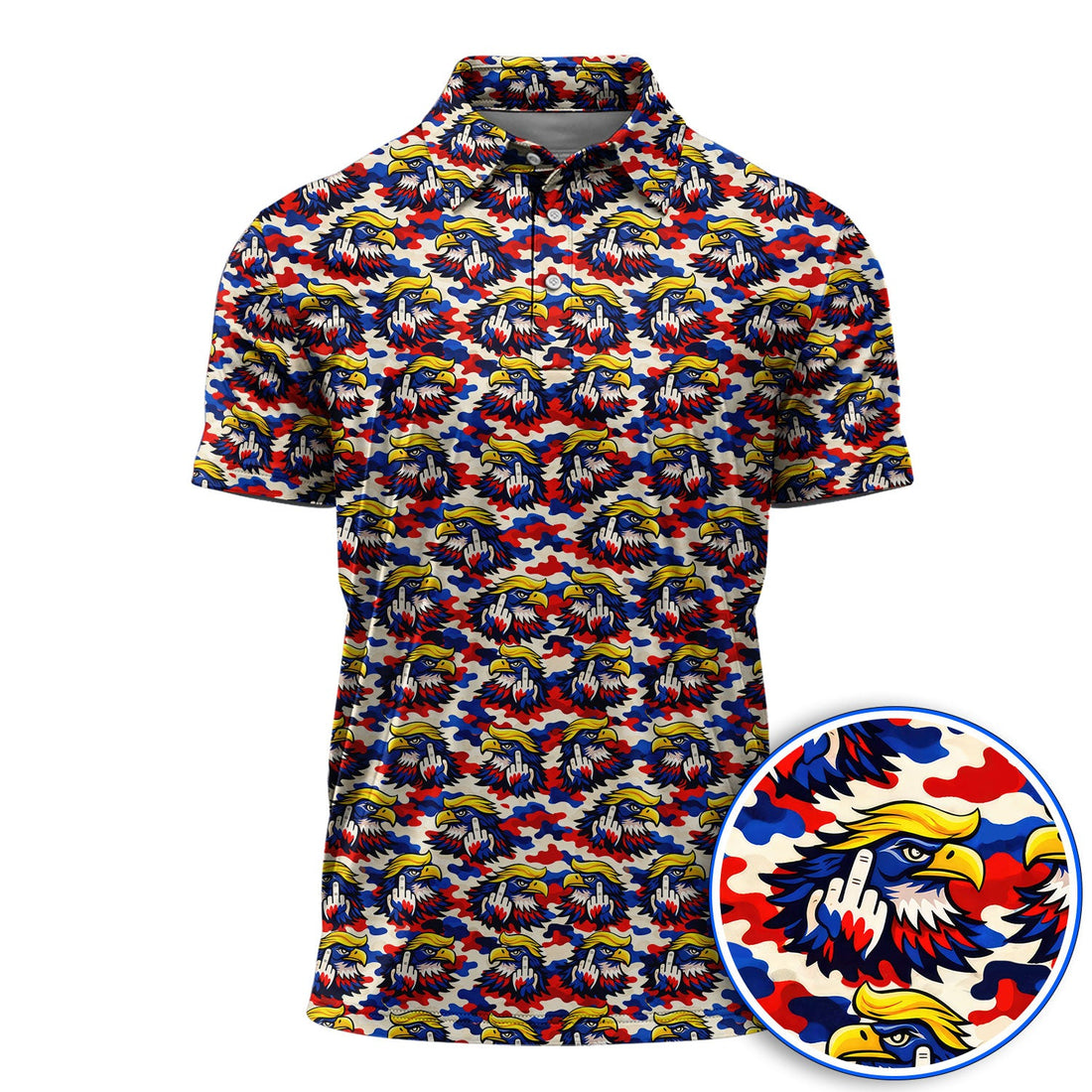 Funny American Eagle Pattern Golf Shirt, America 250th Patriotic Golf Polos, Golf Gift For Golfer