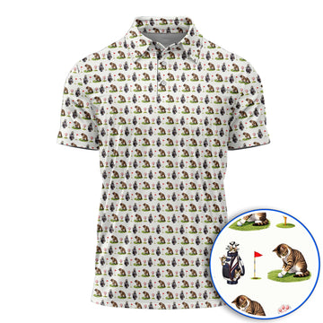 Cute Cat Pattern Golf Shirt, Funny Cats Golf Polos, Golf Gift For Golfer And Cat Lover