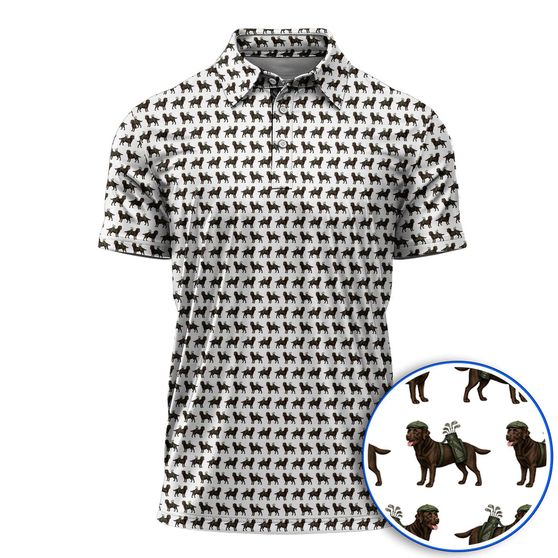 Funny Chocolate Labrador Pattern Golf Shirt, Chocolate Lab In Golf Hat Polos, Unique Dog Lover Gift For Golfer