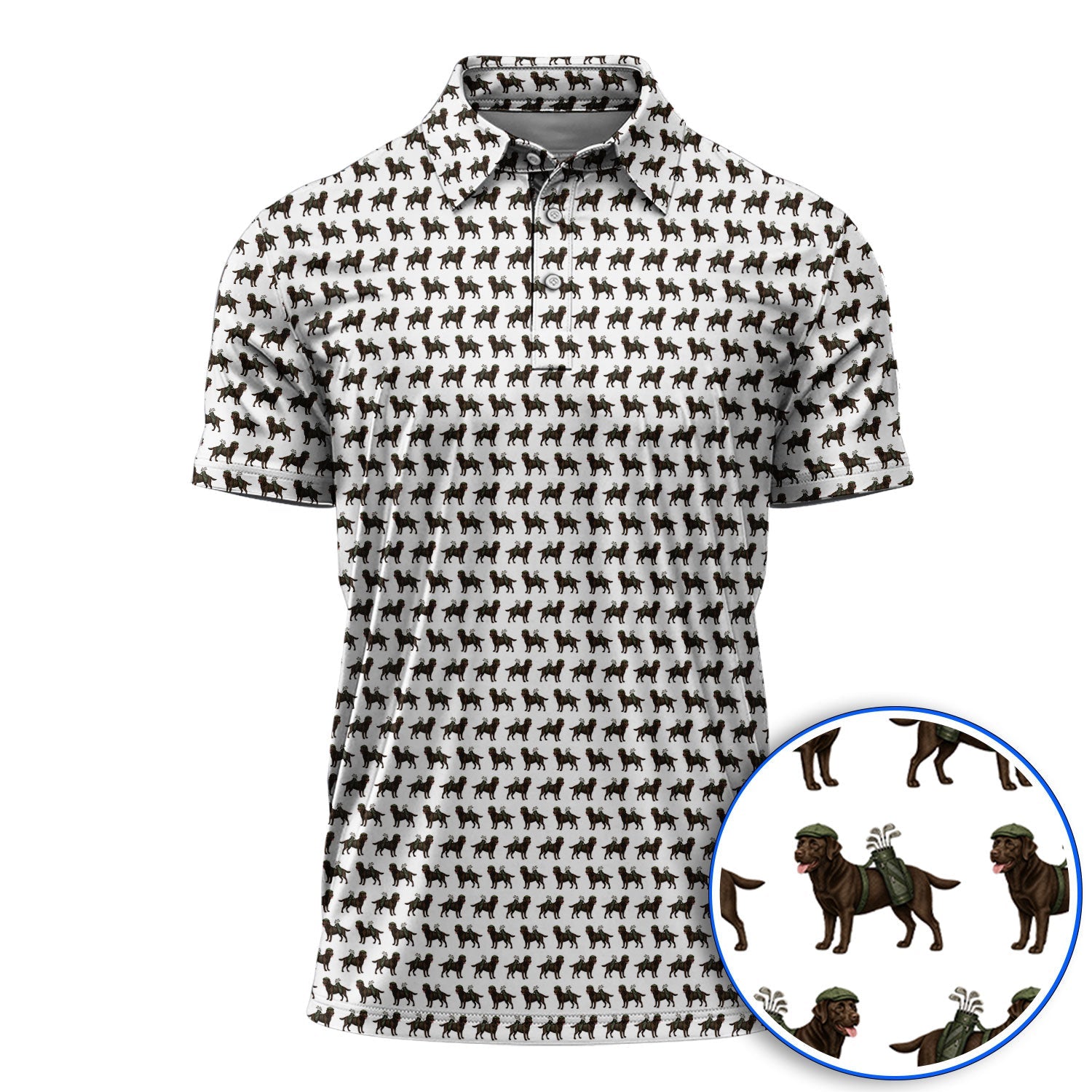 Funny Chocolate Labrador Pattern Golf Shirt, Chocolate Lab In Golf Hat Polos, Unique Dog Lover Gift For Golfer