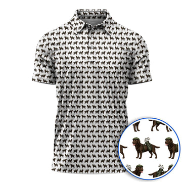 Funny Chocolate Labrador Pattern Golf Shirt, Chocolate Lab In Golf Hat Polos, Unique Dog Lover Gift For Golfer