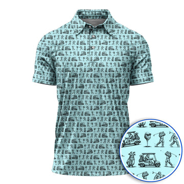 Funny Bigfoot Pattern Golf Polos, Sasquatch Golf Shirt For Men, Crazy Golf Gift For Golfer