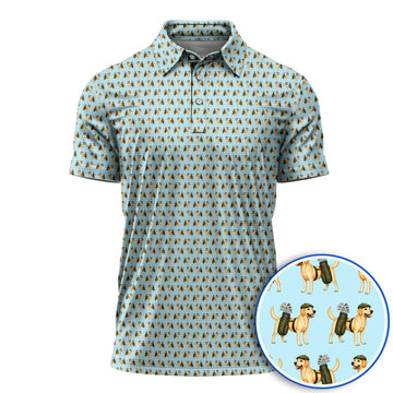 Funny Labrador Retriever Pattern Golf Shirt, Cute Yellow Lab Golf Polos For Pet Lover, Unique Golf Gift For Golfer