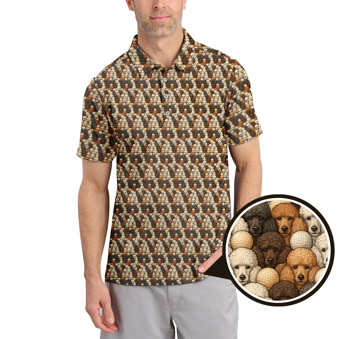 Dog Pattern Golf Shirt, Poodle Golf Shirt, Funny Poodle Golf Shirt For Golfers