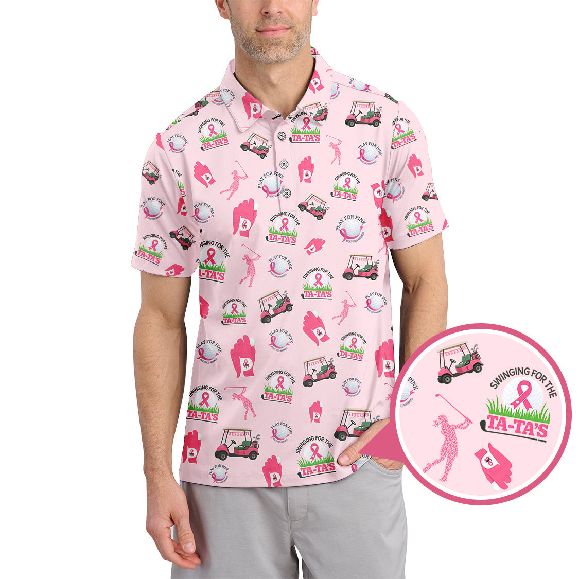 Breast Cancer Golf Shirt, Pattern Golf Shirt, Crazy Golf Shirt For Golfer