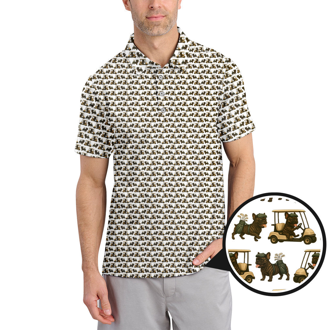 French Bulldog Golf Shirt, Pattern Golf Shirt For Men, Dog Golf Shirt For Golfer, Crazy Golf Shirt