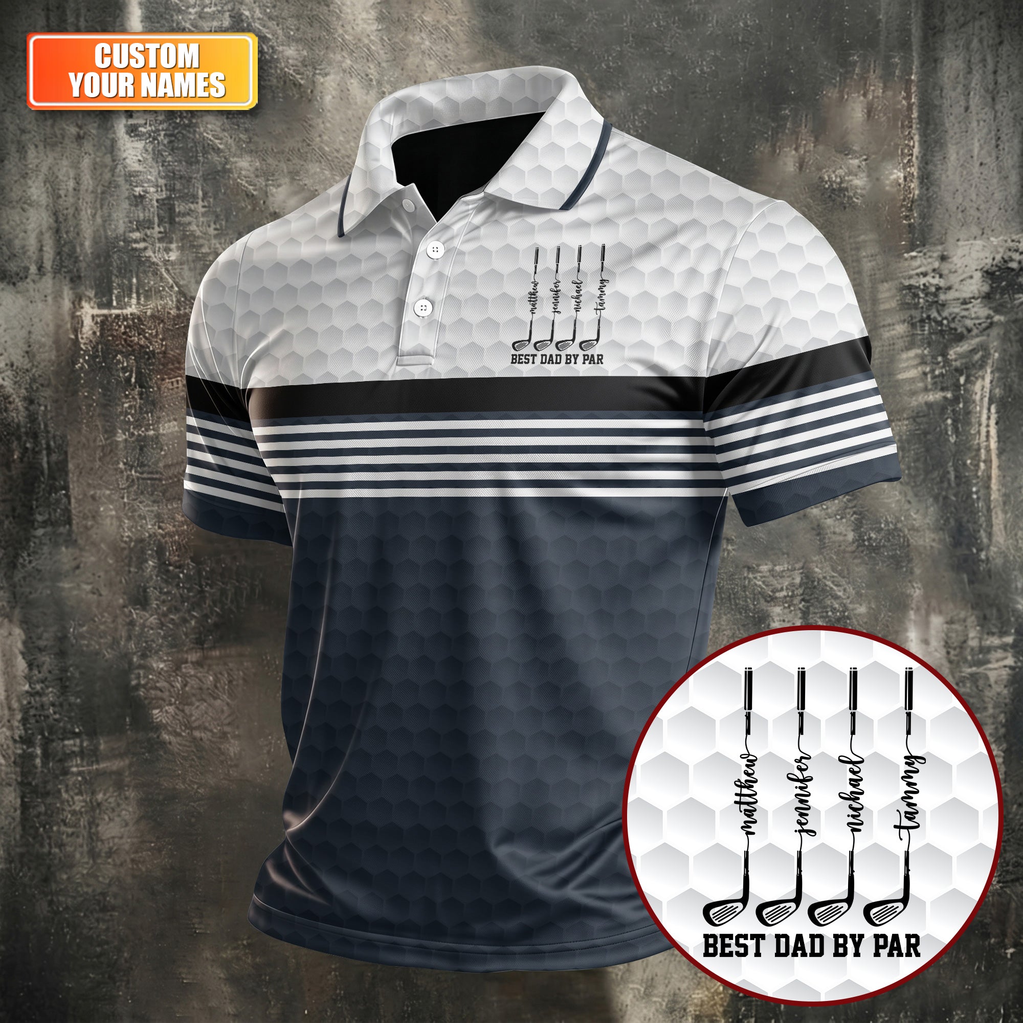 Best Dad By Par Golf Ball Pattern Father's Day Golf Shirt, Golf Gift For Dad, Polo Shirts For Men