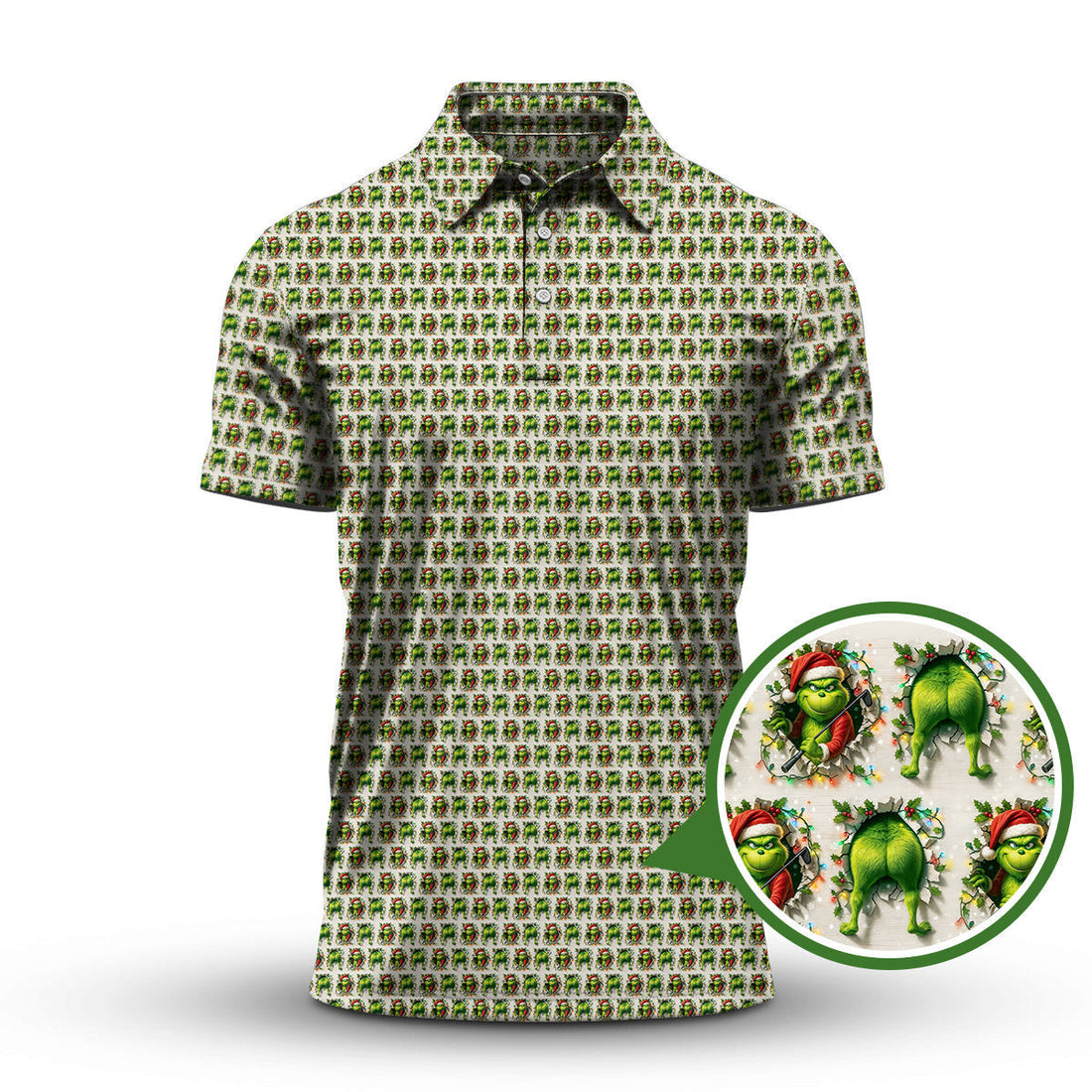 Funny Pattern Golf Shirt, Grinch Golf Shirt, Crazy Golf Shirt For Men