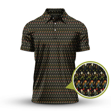 Halloween Golf Shirt, Grinch Halloween Pattern Golf Shirt, Crazy Golf Shirt For Men