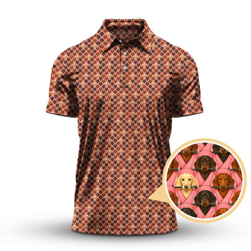 Pattern Golf Shirt For Dog Lovers, Dachshund Golf Shirt, Breast Cancer Golf Shirt, Funny Golf Shirt For Golfer