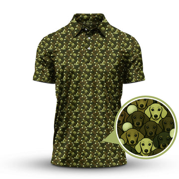 Dachshund Dog Pattern Golf Shirt With Camo Color , Funny Dachshund Golf Shirt For Golfers, Golf Gift For Dog Lover