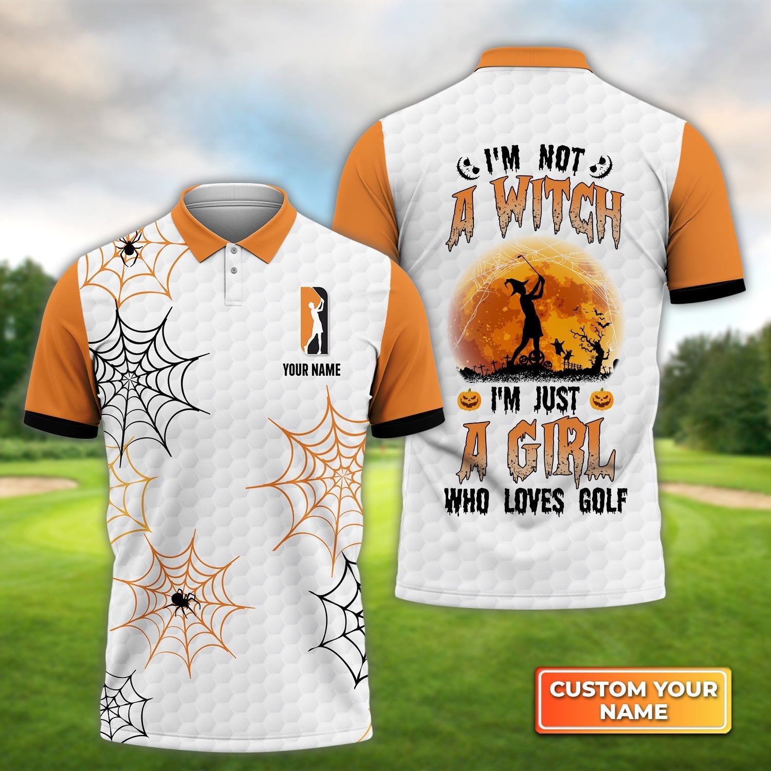 I'm Not A Witch I'm Just A Girl Who Loves Golf - Personalized Name 3D Polo Shirt For Golfers