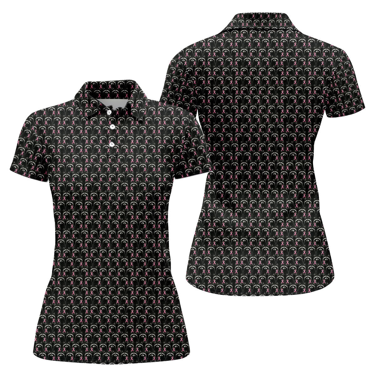 Funny Rude Pink Raccoon Breast Cancer Polo Shirt, Ladies Golf Tops, Women's Golf Apparel