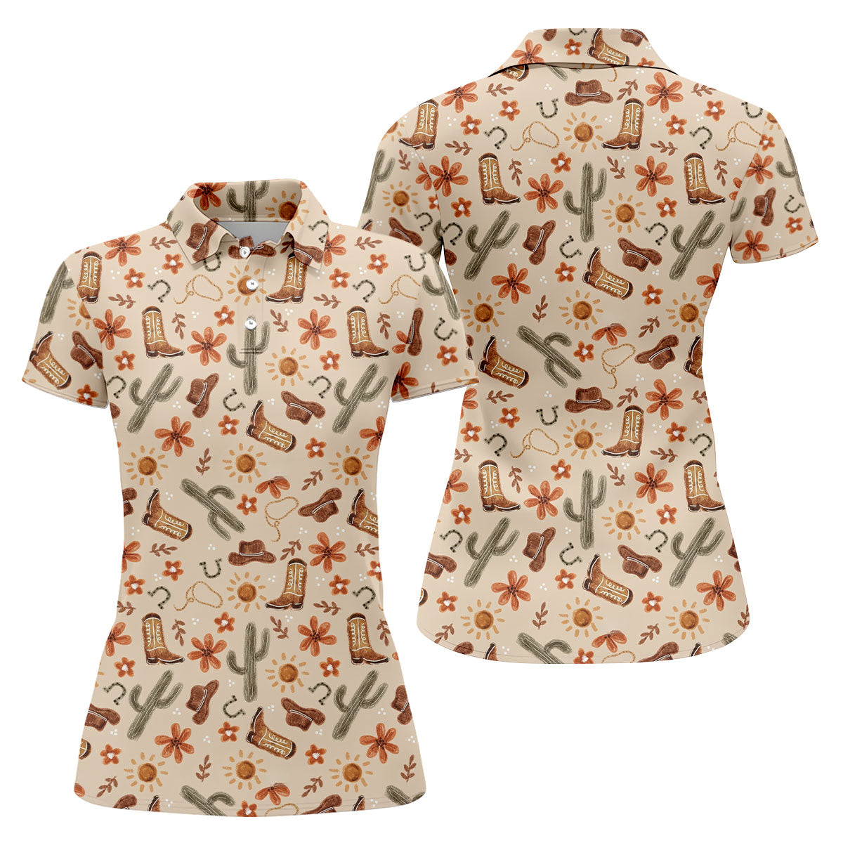 Colorful Western Cowboy Boots Pattern Hawaiian Golf Shirt, Ladies Golf Shirt, Women’s Golf Apparel (Copy)