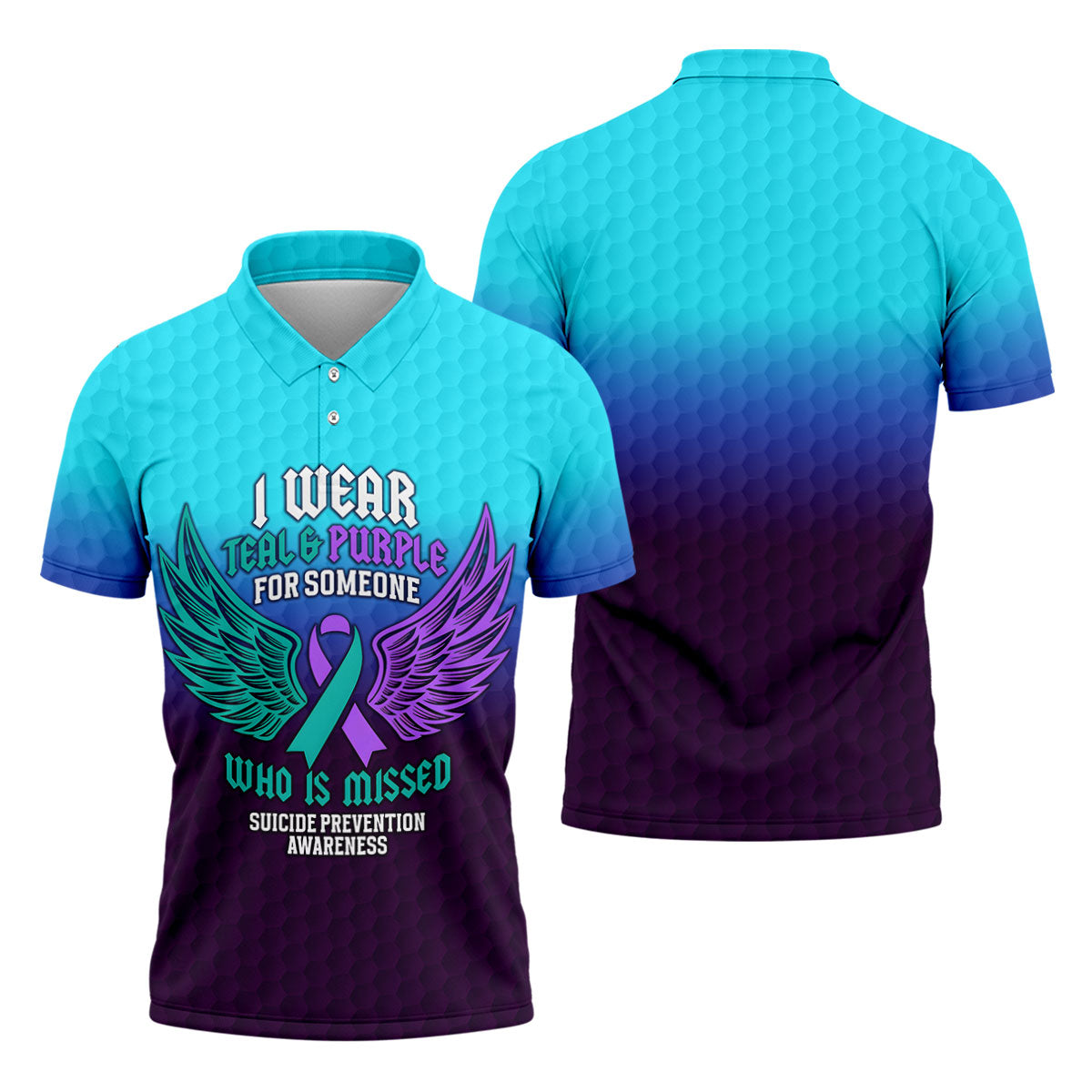 I Wear Teal And Purple Suicide Prevention Awareness Mens Golf Polo, Mens Golf Polo