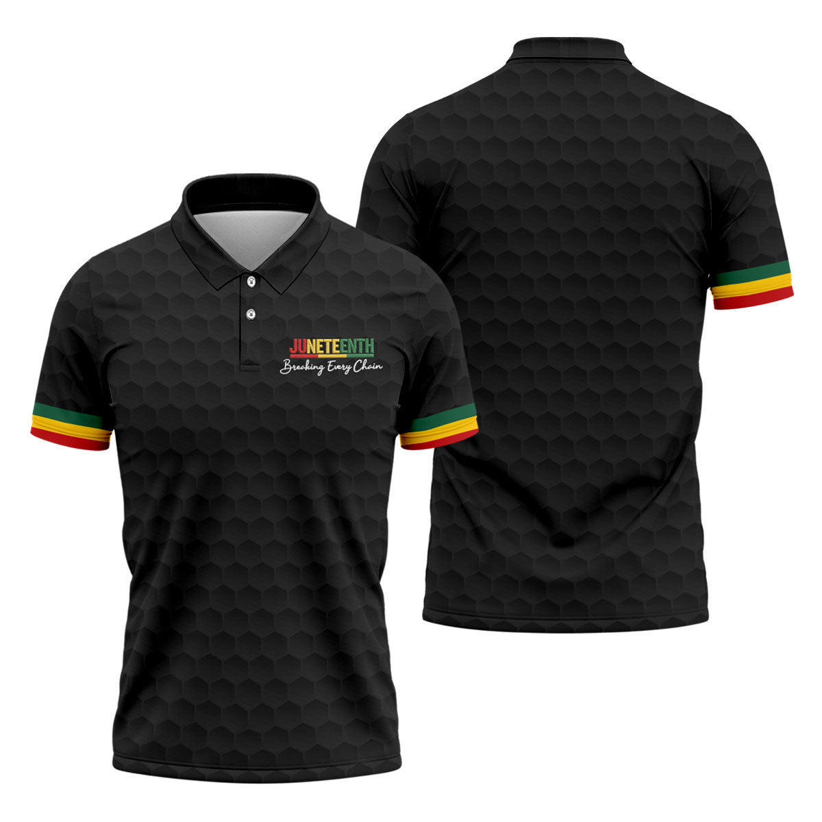 Juneteenth Breaking Every Chain Golf Ball Pattern Golf Tops For Men, Black Heritage Day Golf Shirts For Men