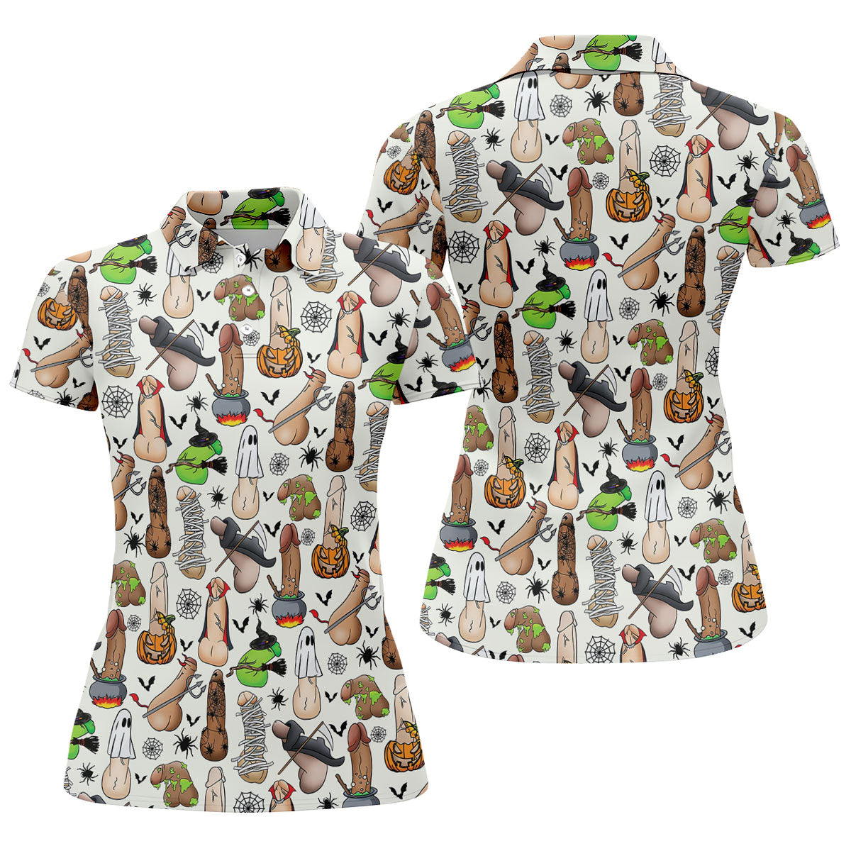 Funny Adult Halloween Pattern Golf Polo Shirt, Ladies Golf Tops, Golf Shirts For Women