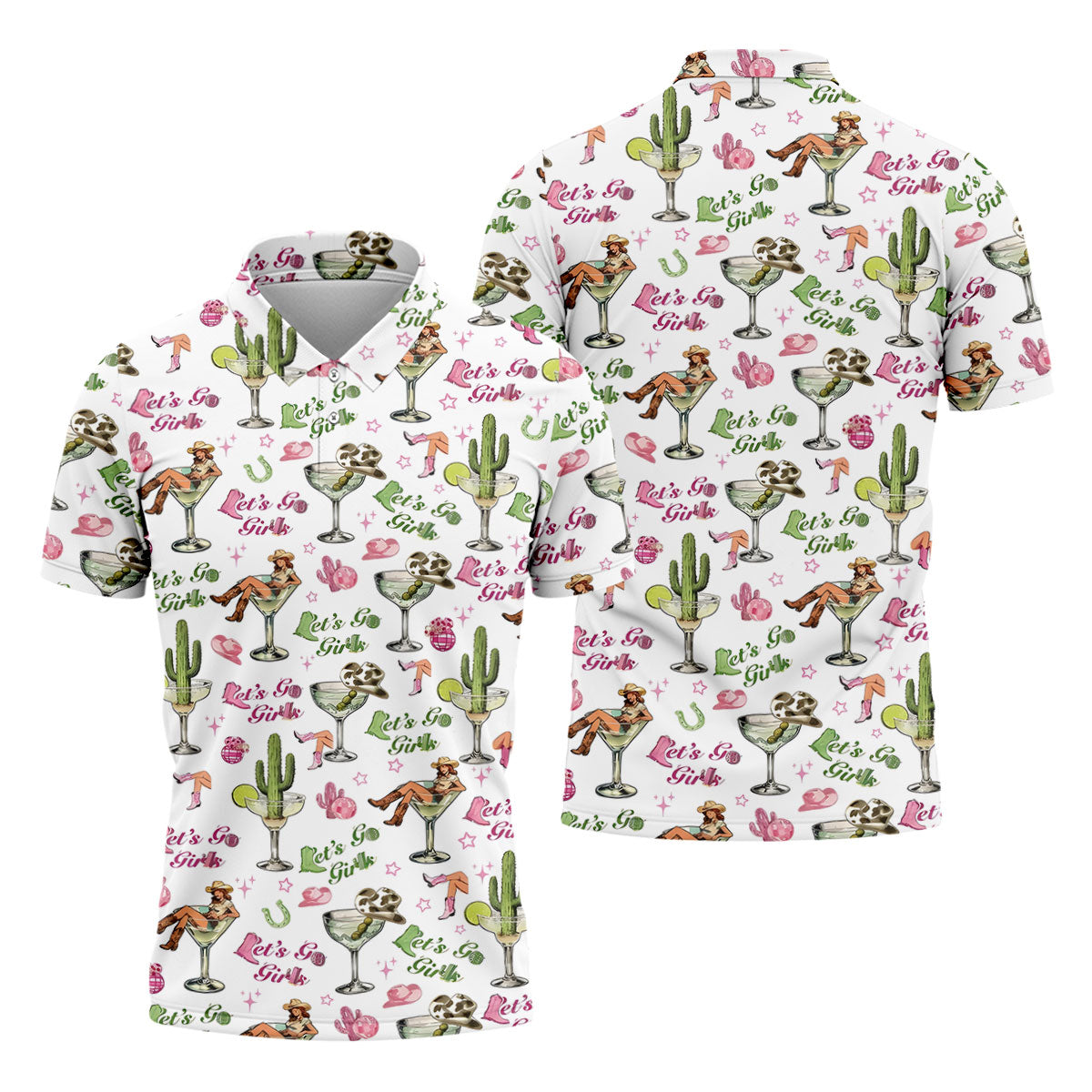 Let's Go Girls Cowgirl Margarita Hawaiian Golf Shirt, Men's Golf Shirt, Golf Polo Shirts For Men