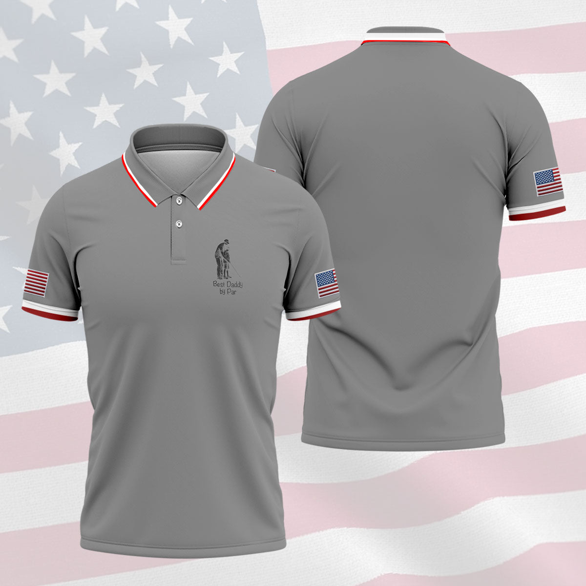 Best Dad Papa By Par Custom Photo Father's Day Golf Shirt, Golf Gift For Dad, Golf Polo For Men