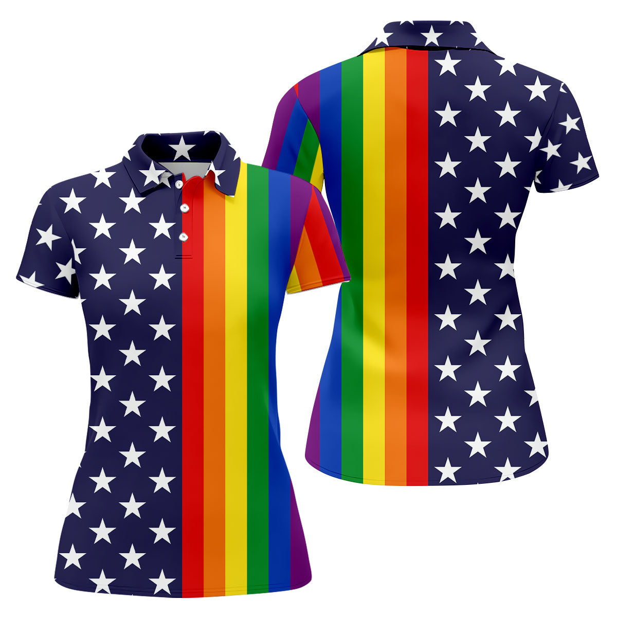American Pride LGBT Support Ladies Golf Tops, Pride Month Golf Shirt For Women