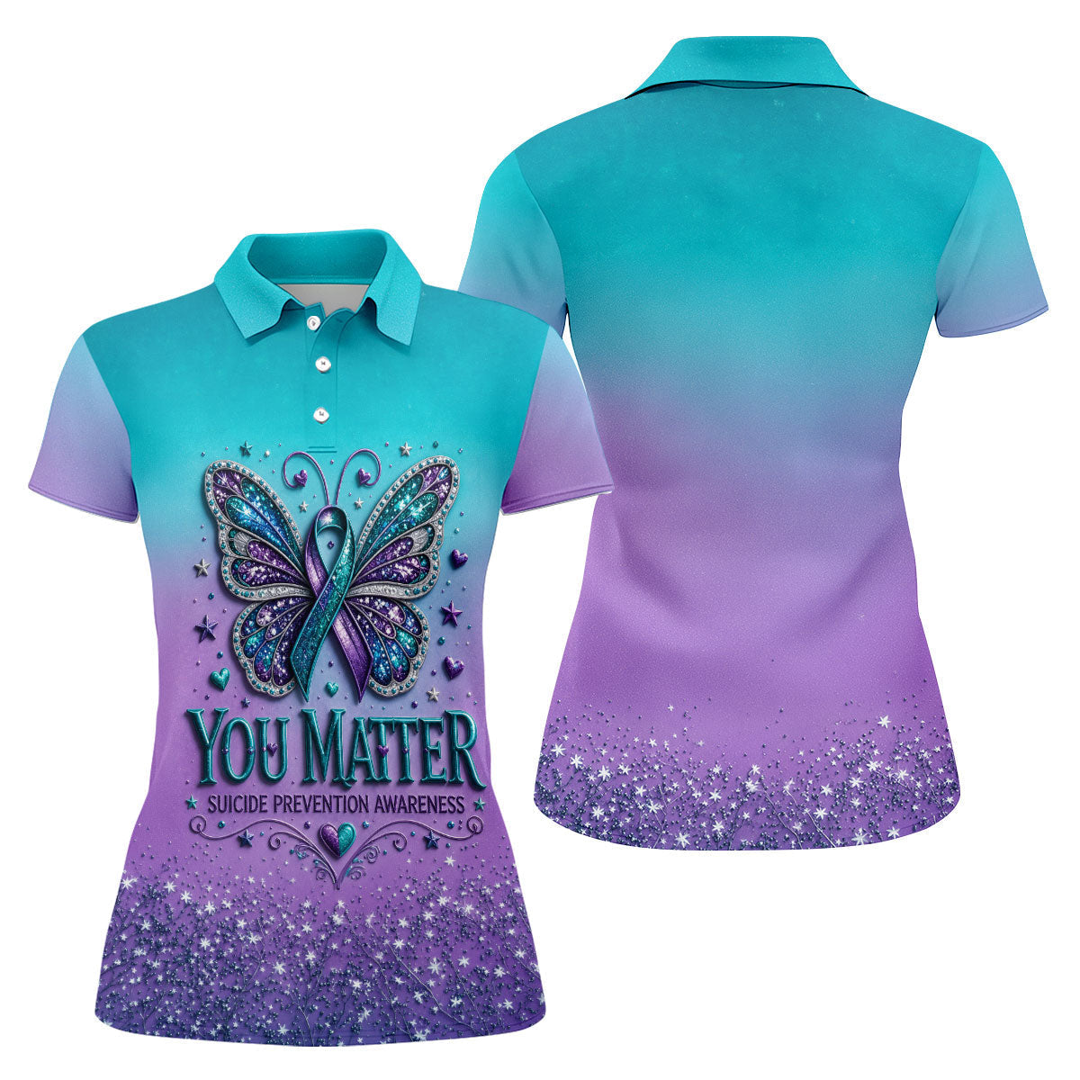 You Matter Suicide Prevention Awareness Butterfly Women’s Golf Polo, Suicide Golf Shirts