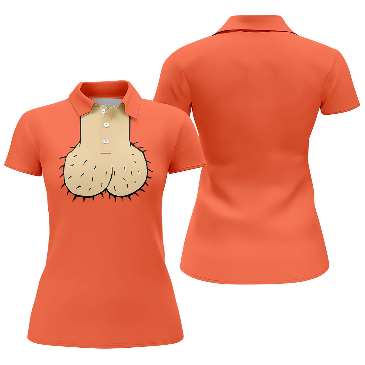 Orange Funny Dickhead Faux Chest Golf Shirt, Ladies Golf Shirts, Golf Polo For Women