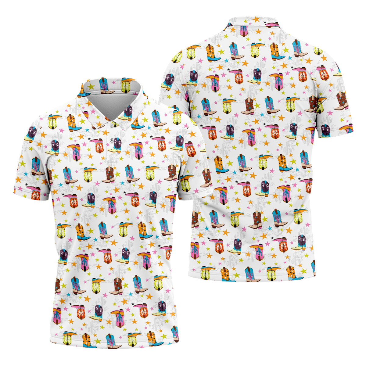Colorful Cowboy Boots Western Hawaiian Shirt, Shirt For Men, Tropical Button Up Shirt