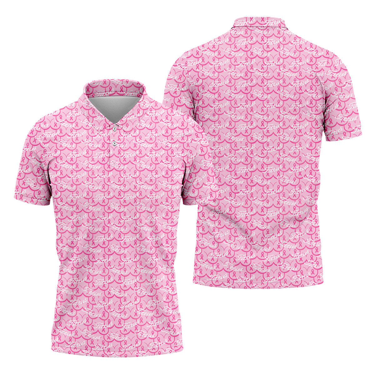 Titties Pink Ribbon Breast Cancer Polo Shirt, Golf Shirts For Men, Mens Golf Apparel
