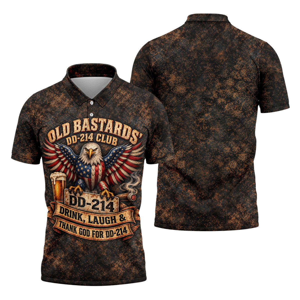 Old Bastards DD-214 Club Eagle Golf Polo Shirt, Veterans Day Shirt, Mens Golf Shirts