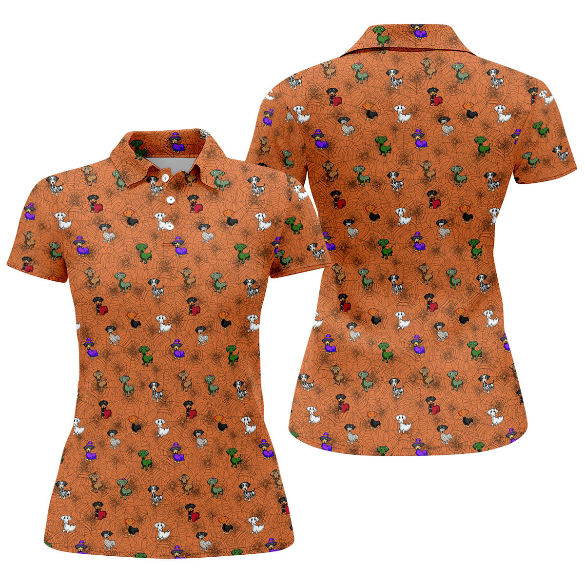 Costume Dogs Spider Web Halloween Golf Polo Shirt, Dog Lover Shirt, Golf Shirts For Women