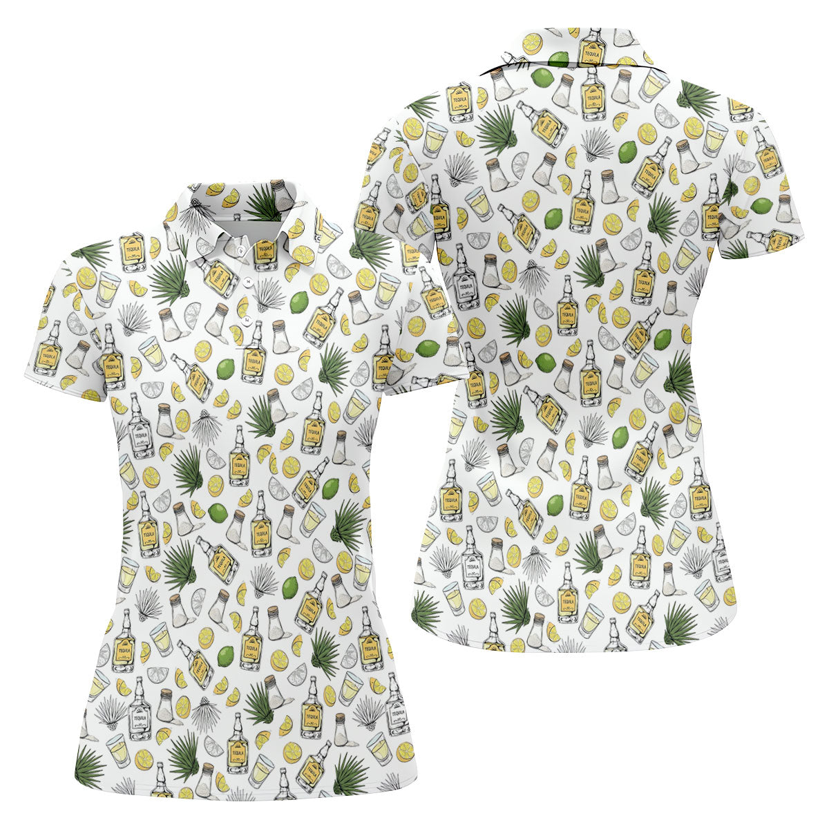 Tequila Lime Salt Cinco De Mayo Celebration Ladies Golf Tops, Drinking Party Golf Shirt For Women