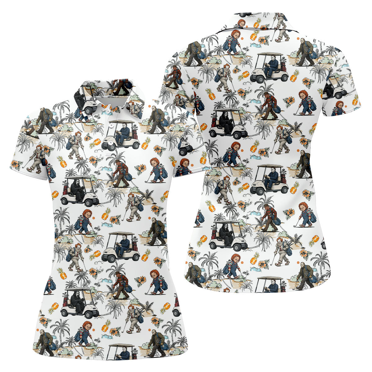 Golfing Horror Character Halloween Golf Shirt, Women's Golf Apparel, Golf Polo For Women