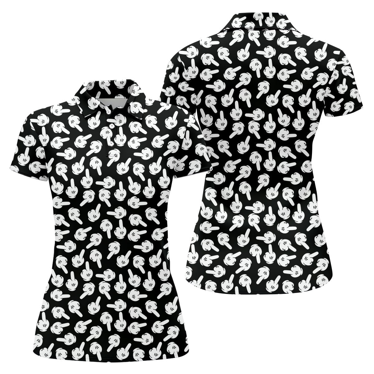 Funny Middle Finger Hand Golf Polo Shirt, Golf Shirts For Women, Women’s Golf Polo