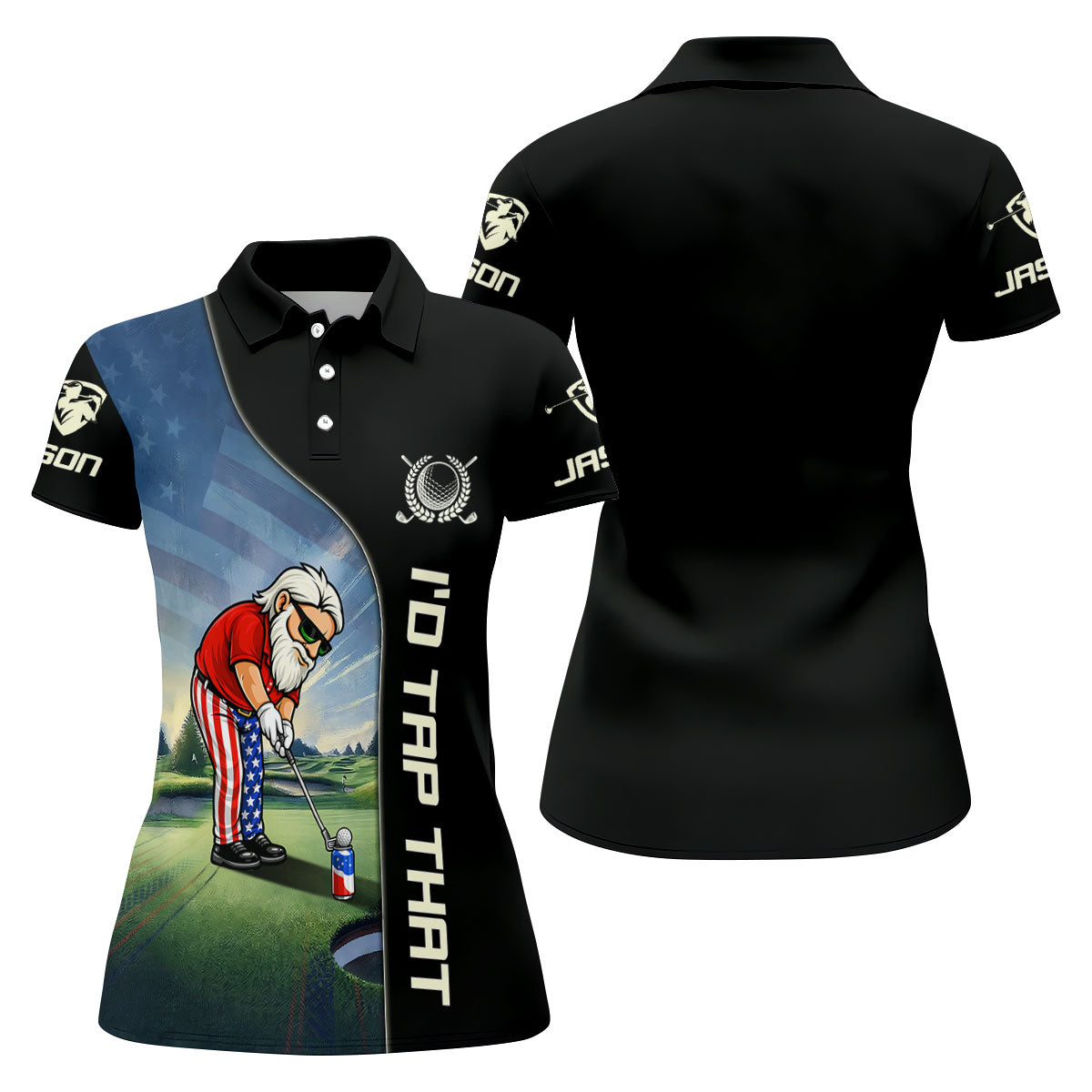 I'd Tap That Patriotic Man Golf And Beer 4th Of July Golf Shirt, 250th Anniversary Golf Shirt For Women