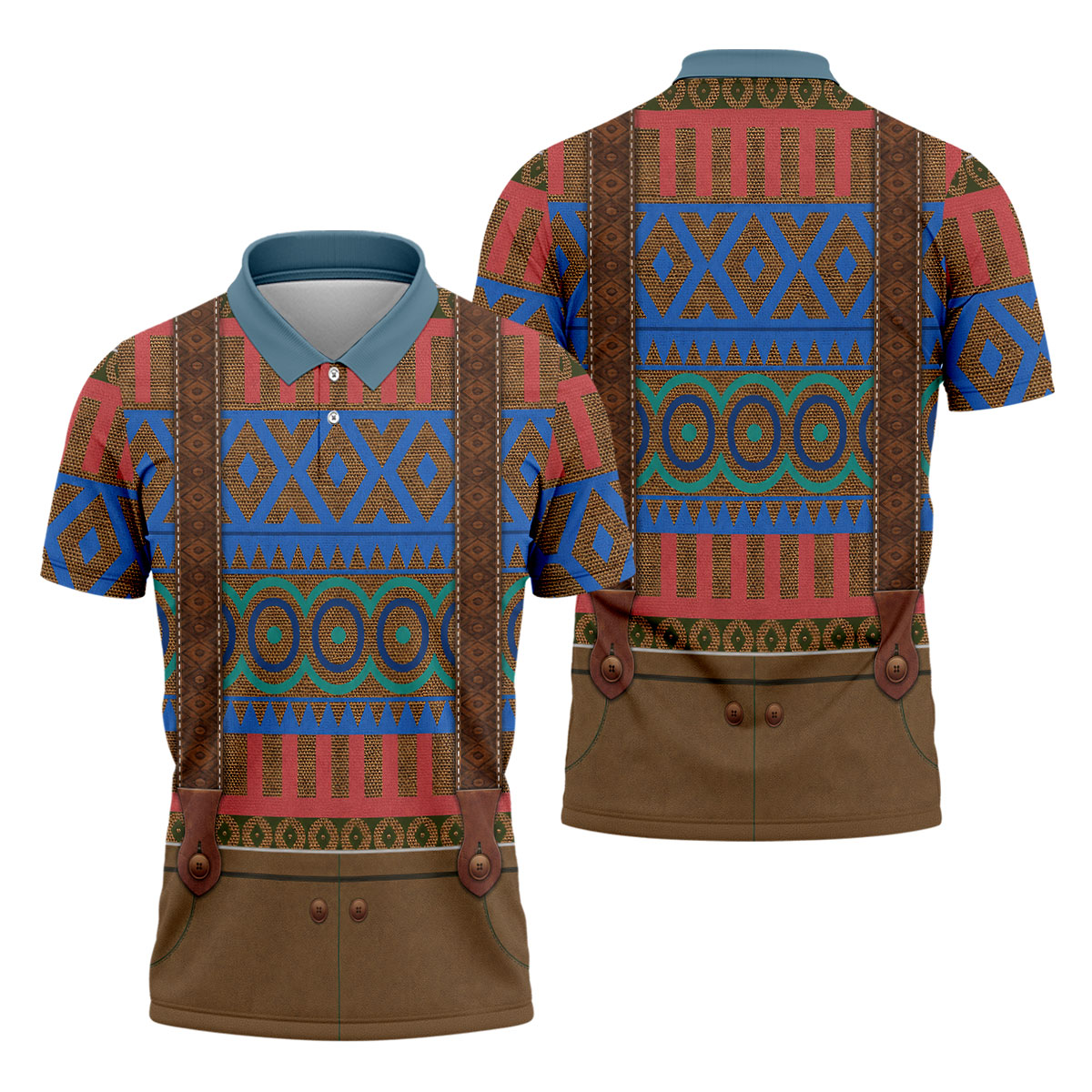 Tribal Suspender Pattern Halloween Golf Polo Shirt, Golf Polo Shirts For Men, Hawaiian Golf Shirt