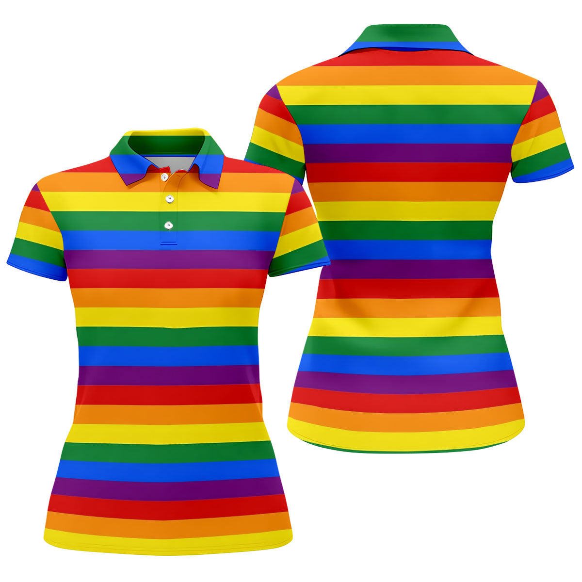 LGBT Rainbow Flag Ladies Golf Tops, Gay Pride Month Celebrate Golf Shirt For Women