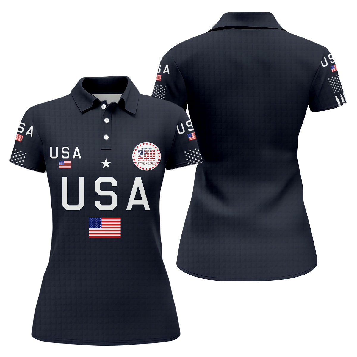 Free For 250 Years Black Patriotic Golf Shirt, 4th Of July Golf Shirt, 250th Anniversary Women Golf