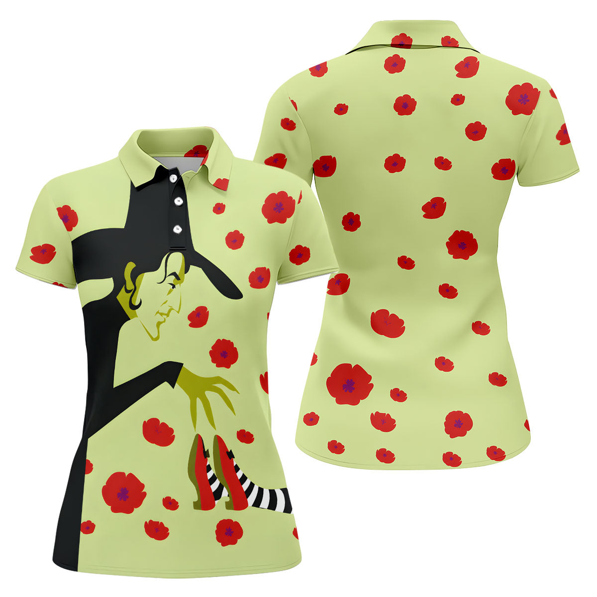 Green Horror Character Golf Polo Shirt, Halloween Golf Shirt, Womens Halloween Shirt