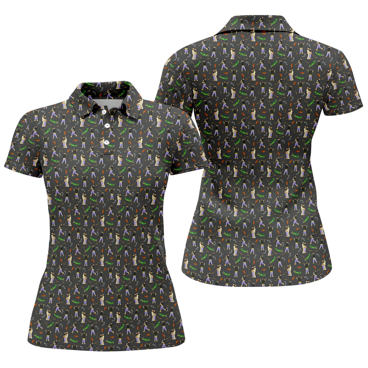 Funny Golf Lesson Alligator Pattern Polo Shirt, Women’s Golf Polo, Golf Shirts For Women