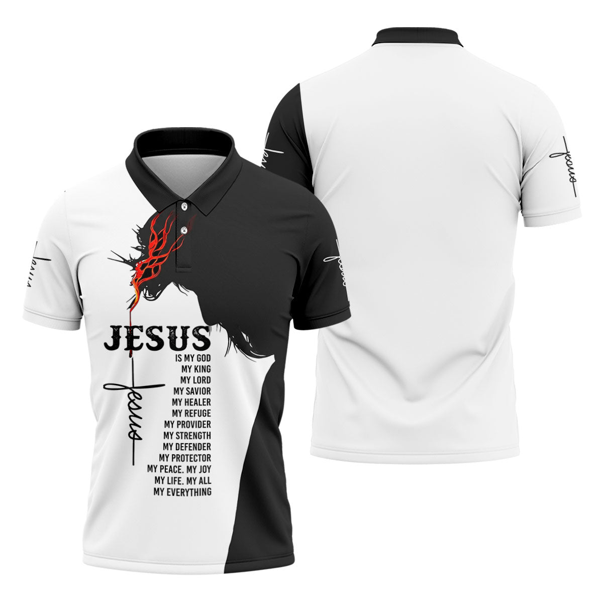 Funny Jesus Is My Everything Horse Polo Shirt, Mens Golf Polo, Printed Golf Shirts