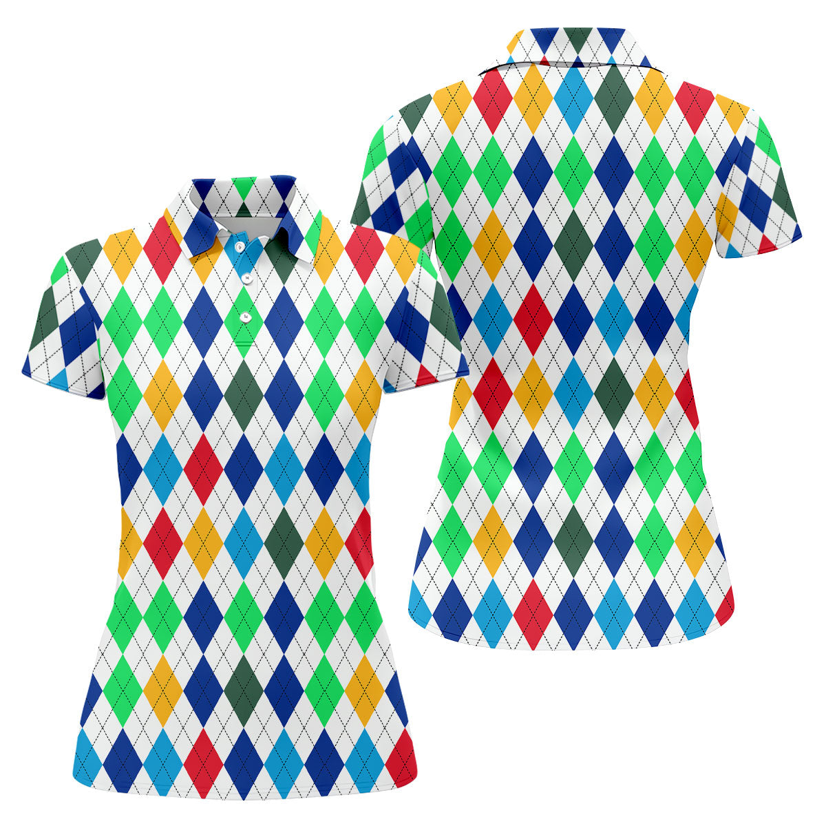 Colorful Argyle Golf Shirt, Classic Diamond Pattern Polo, Polo Shirts For Men