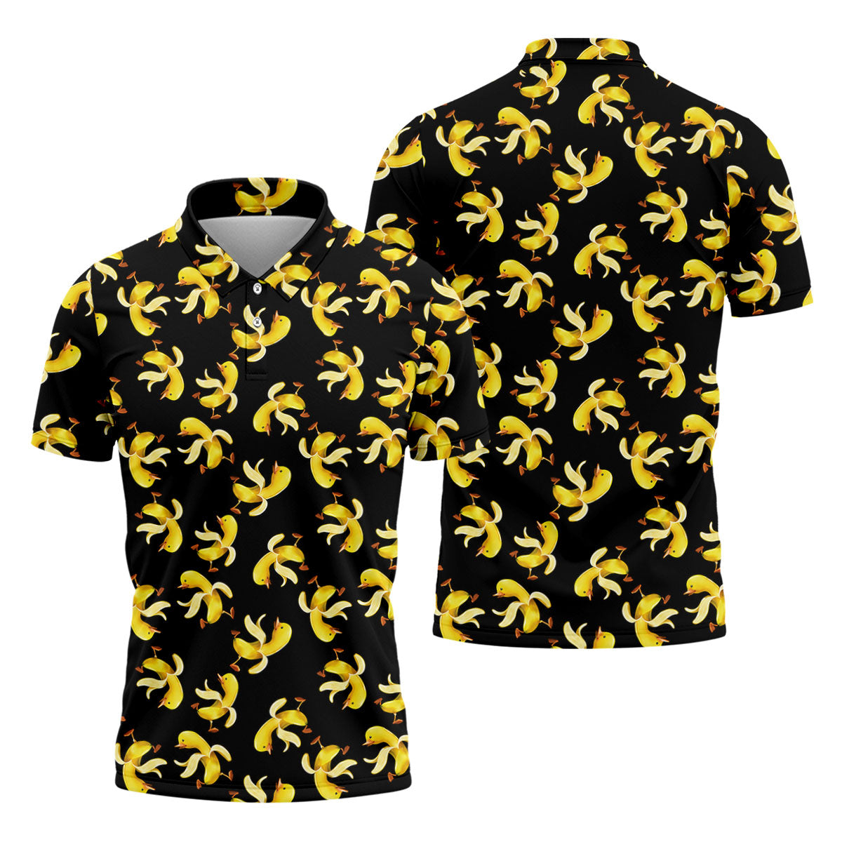 Banana Duck Hawaiian Golf Shirt, Men's Funny Golf Shirts, Polo Shirts For Men