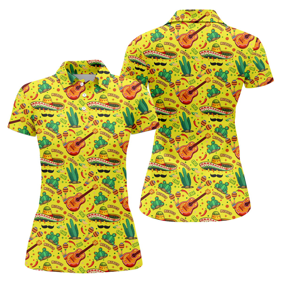 Olé Mexico Mexican Instruments Ladies Golf Tops, Cinco De Mayo Celebration Golf Shirt For Women