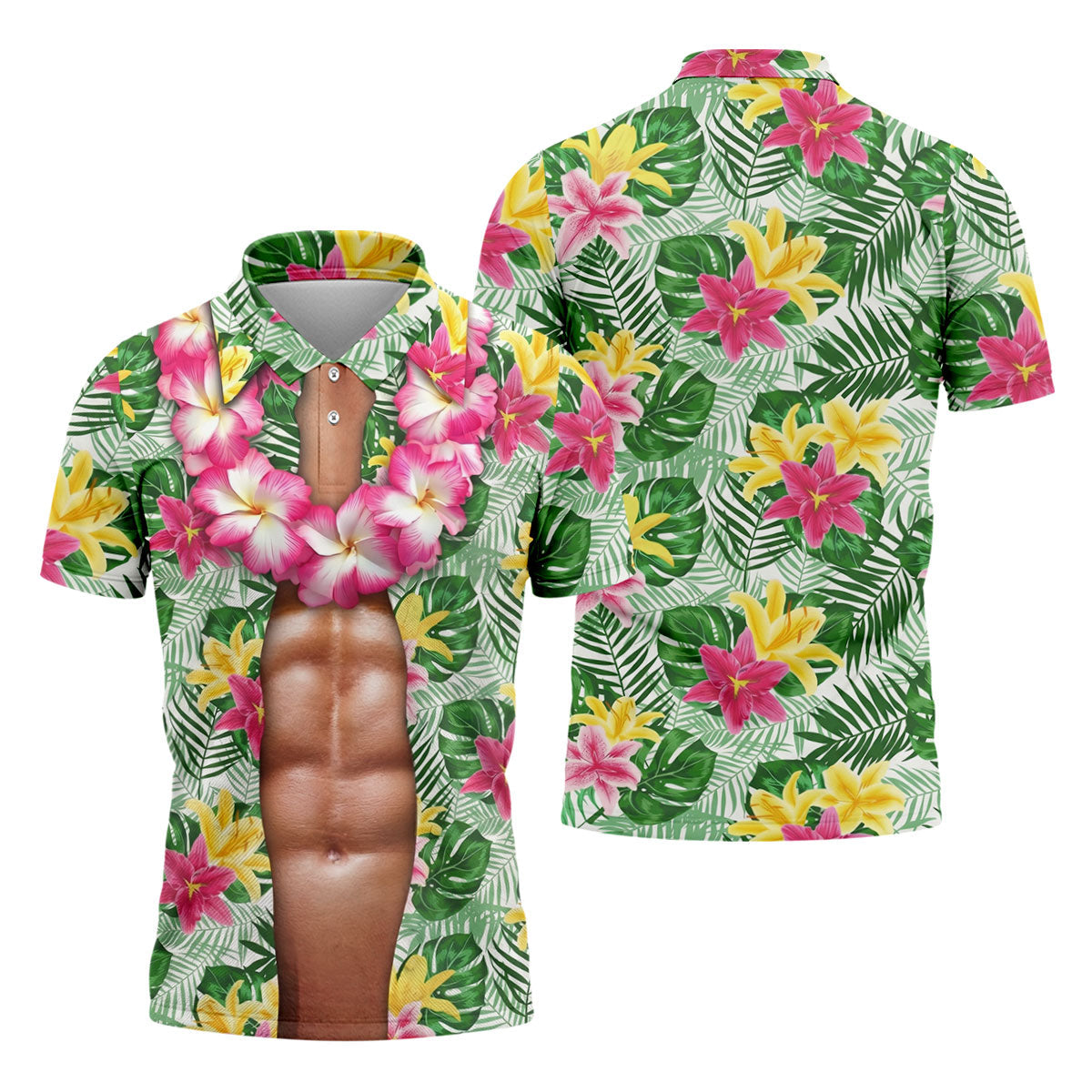 Muscle Costume Hawaiian Golf Shirt, Men's Funny Golf Shirts, Polo Shirts For Men