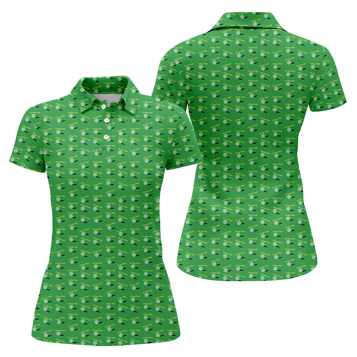 Funny Id Tap That Golf Ball Pattern Golf Shirt, Womens Golf Tops, Golf Polo For Women
